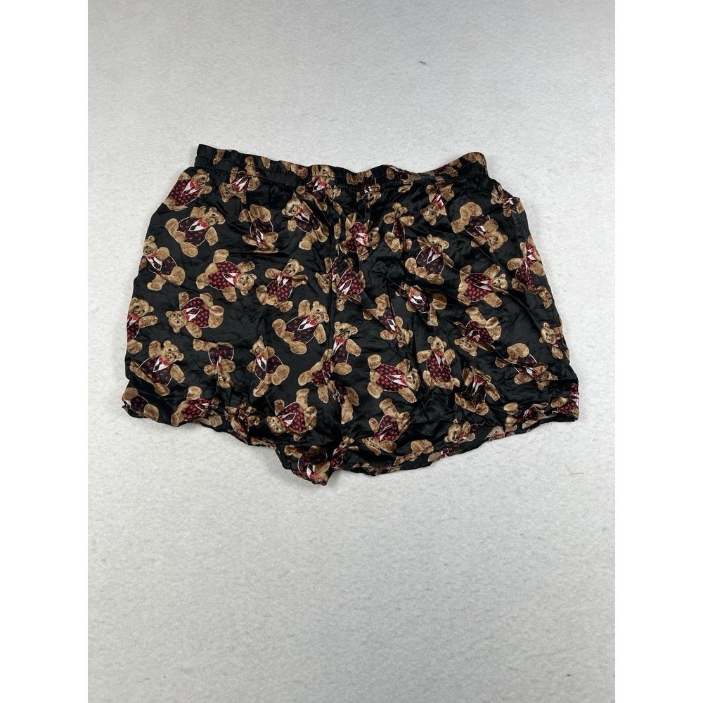 Vintage 90s Addiction Mens 100% Silk Boxer Shorts Teddy Bear Hearts L - Picture 2 of 7
